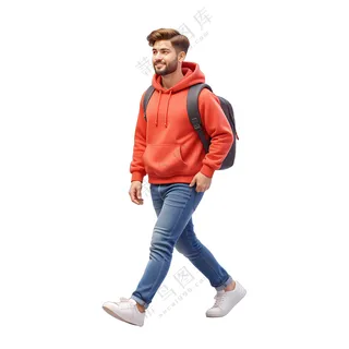 一个行走的年轻男子