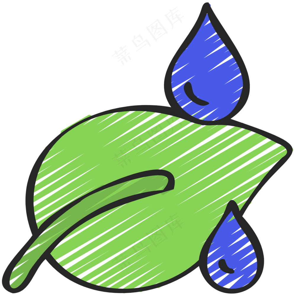 叶子 水滴 铅笔手绘图标icon