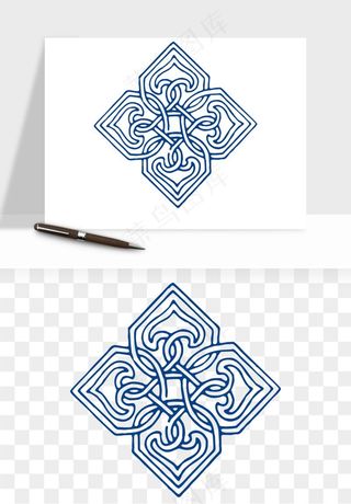 青花瓷花纹花卉图案png免抠