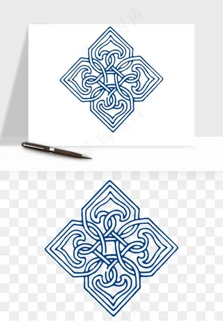 青花瓷花纹花卉图案png免抠