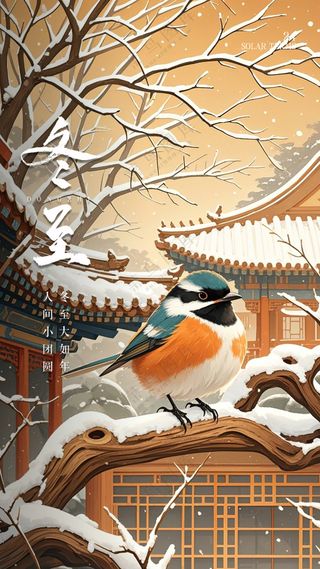 冬至节气简约大气节日唯美海报