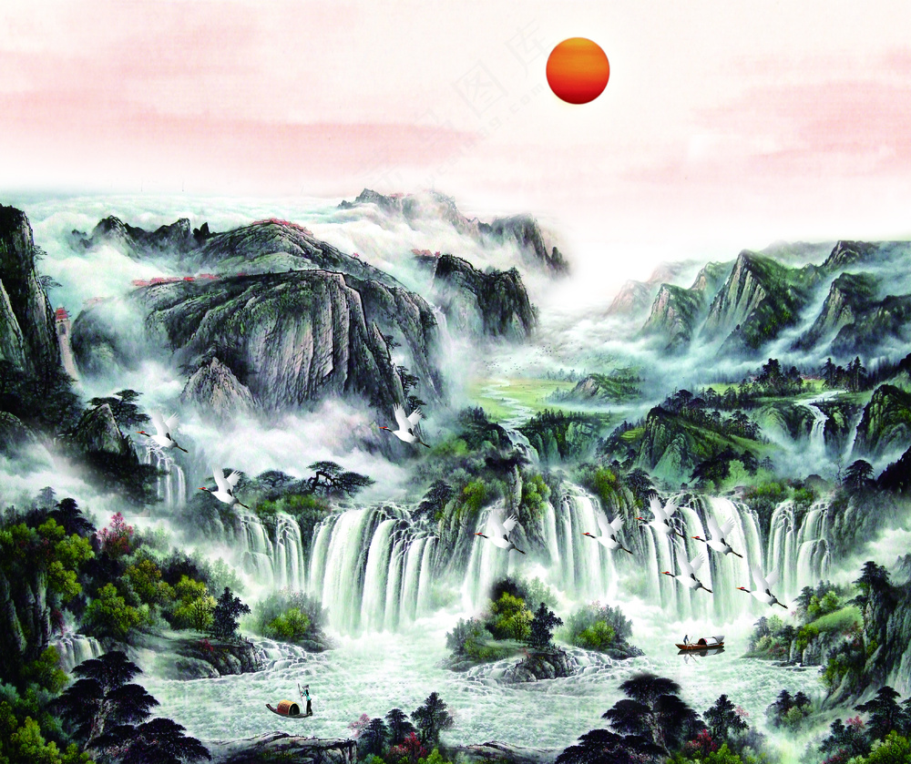 山水画背景图