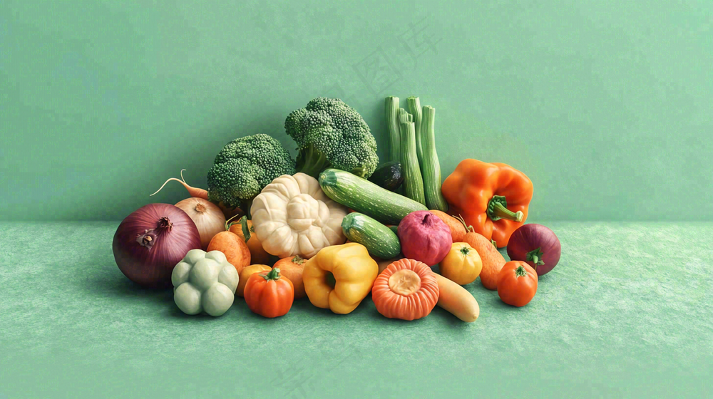 蔬菜堆食物膳食纤维摄影图
