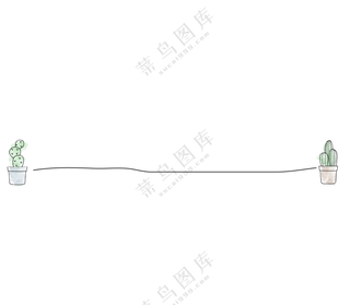 手绘效果仙人掌图案分割线免抠素材