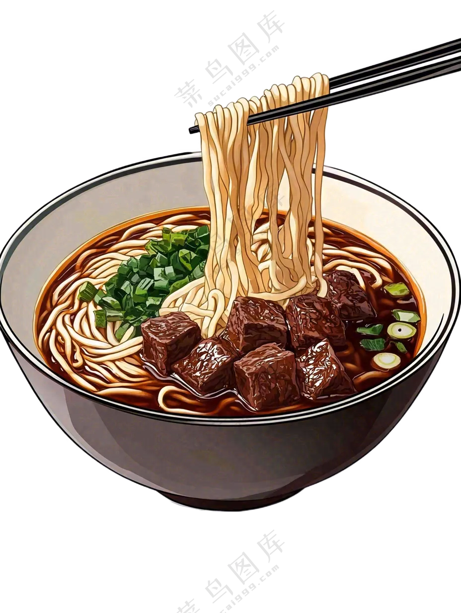 拉面红烧牛肉兰州拉面美食插画免抠