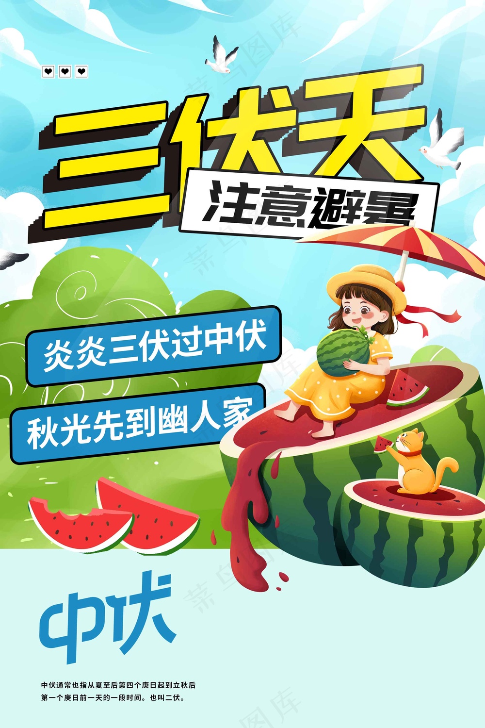 三伏天避暑公益海报