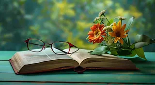 大自然绿色阅读书本世界读书日摄影图