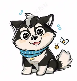 小狗宠物动物卡通插画免抠