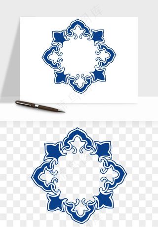 青花瓷花纹花卉图案png免抠
