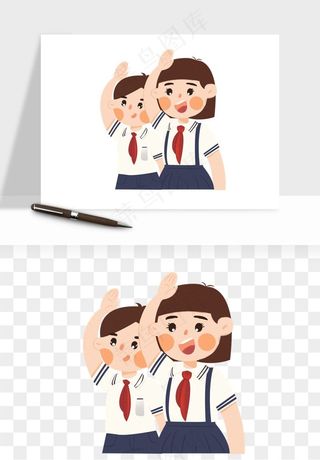 手绘学生少先队png免抠
