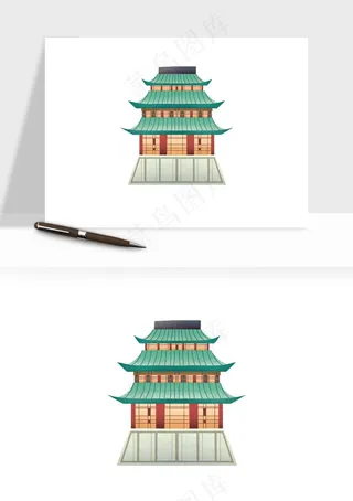 国潮风古建筑古楼古塔鼓楼psd,png免抠图