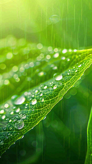 春天梅雨时节绿叶谷雨寒露摄影图