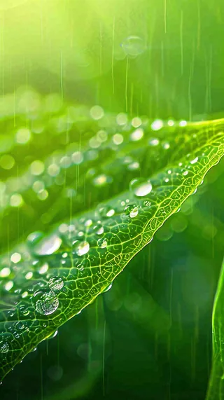 春天梅雨时节绿叶谷雨寒露摄影图