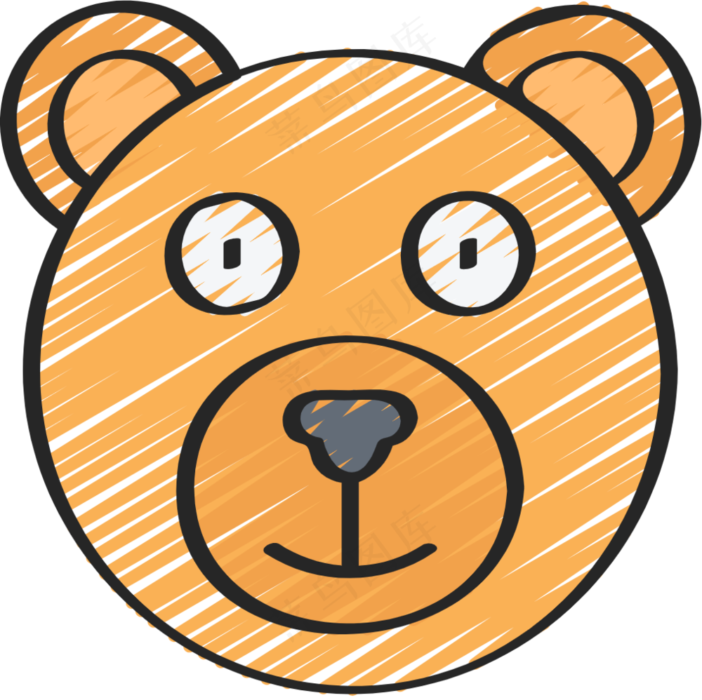 黄色小熊头像 铅笔手绘图标icon