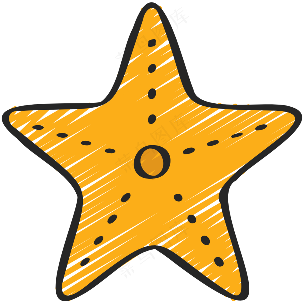 黄色海星 铅笔手绘图标 icon