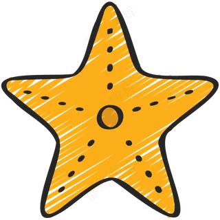 黄色海星 铅笔手绘图标 icon