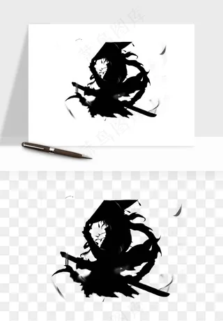 水墨江湖侠客武侠剪影png免抠