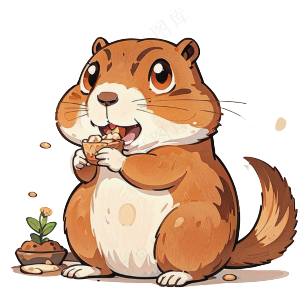 可爱土黄色卡通贪吃鼠鼠免抠图