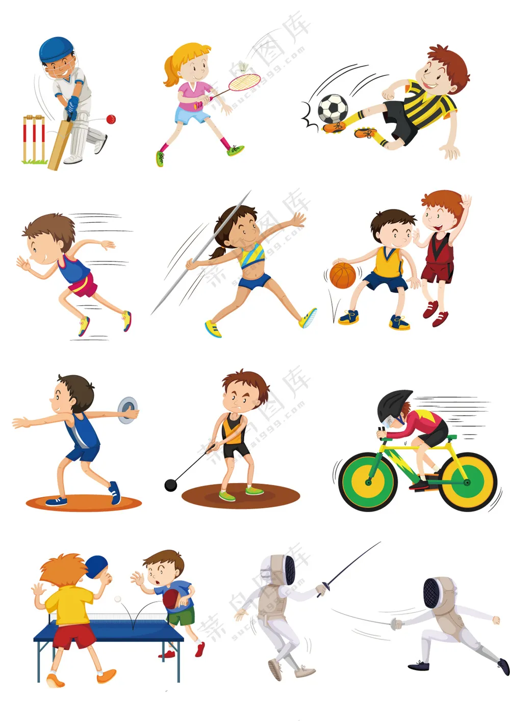 体育锻炼儿童运动健身插画元素