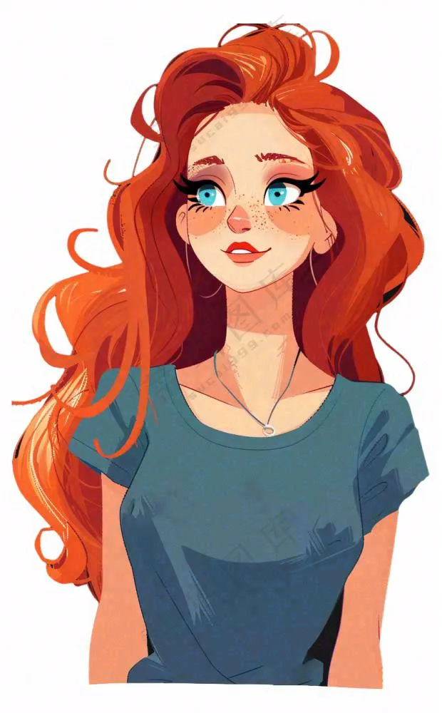 美式少女潮流精致美丽人物卡通插画免抠