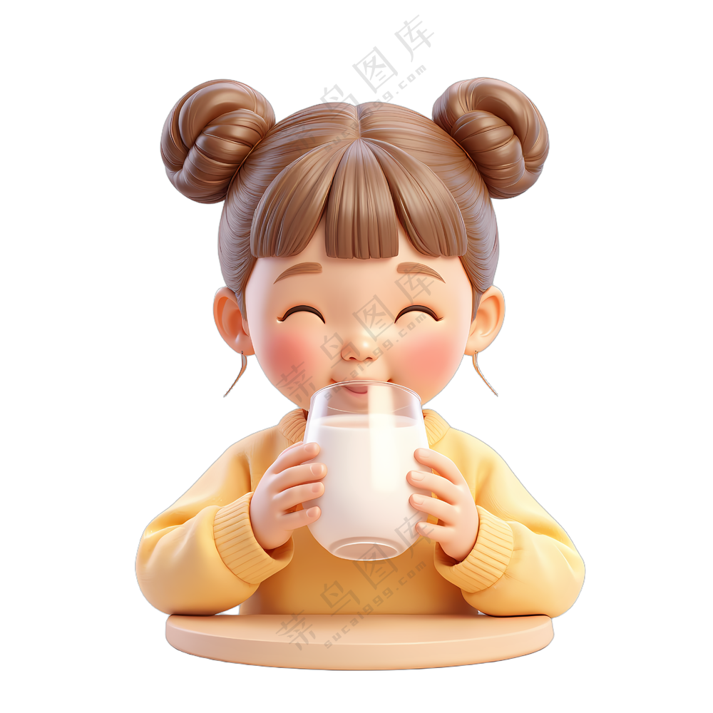 喝奶的小女孩