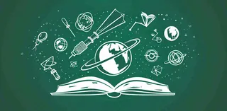 书本知识海洋遨游绿色黑板世界读书日创意插画背景