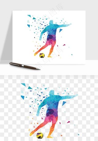 手绘踢足球运动人物png免抠