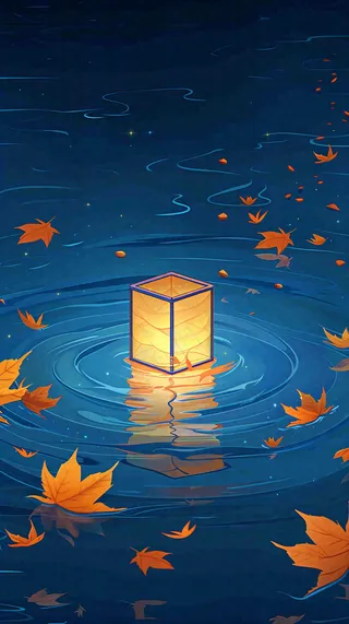 夜晚点灯孔明灯祈福中元节寒衣节插画背景