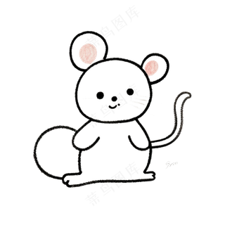 黑色简笔画免抠小老鼠