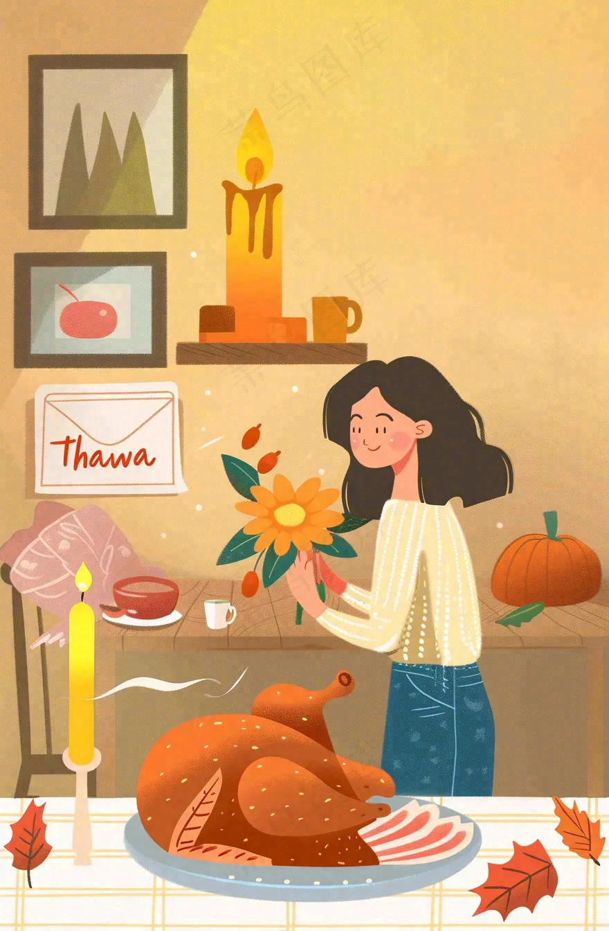感恩节宣传插画海报背景