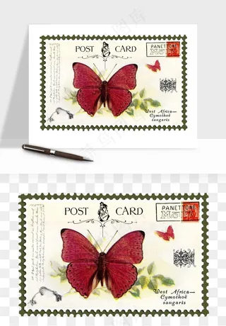 复古明信片信封png免抠