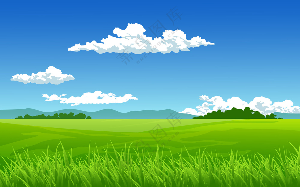草原风景矢量图素材