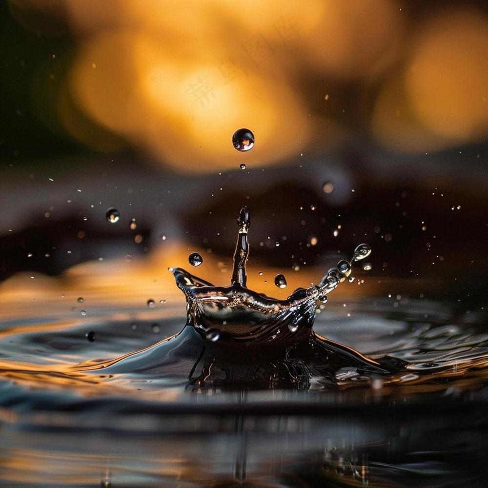 水滴落入湖面