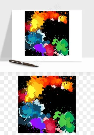 水彩泼墨涂鸦墨迹元素png免抠