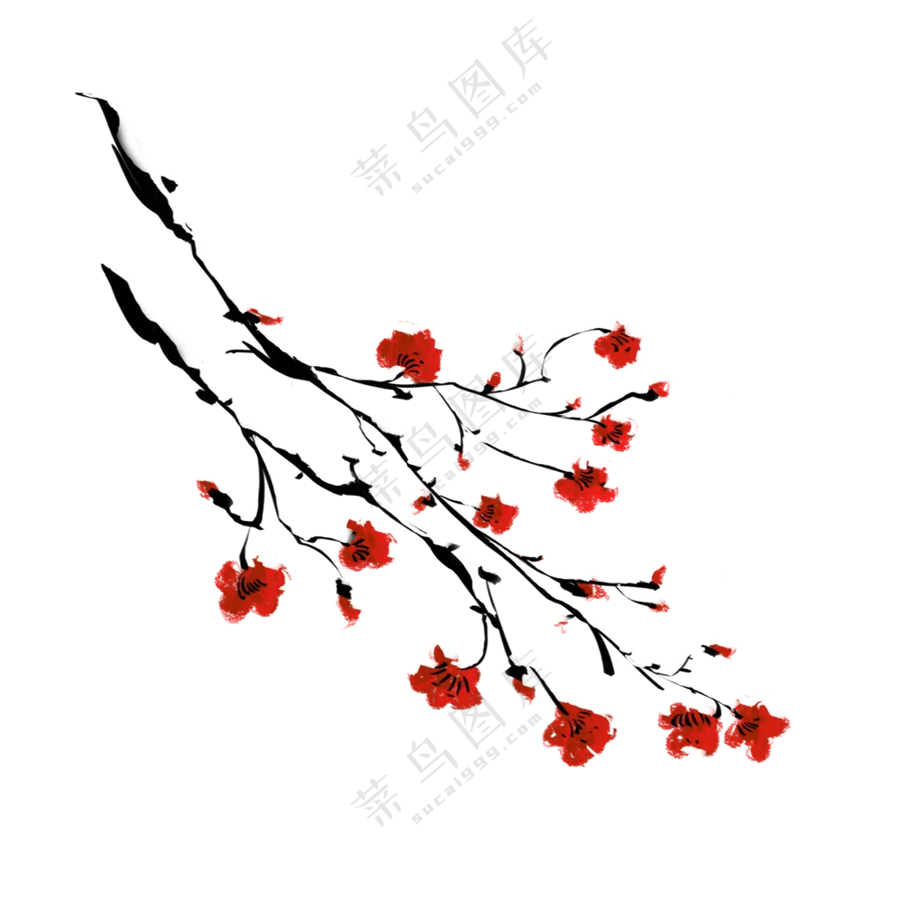 冬天雪中的红梅花装饰元素免抠图片