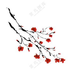 冬天雪中的红梅花装饰元素免抠图片