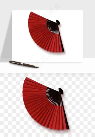 古风扇子元素png免抠