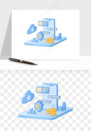 立体2.5d科技商务png免抠