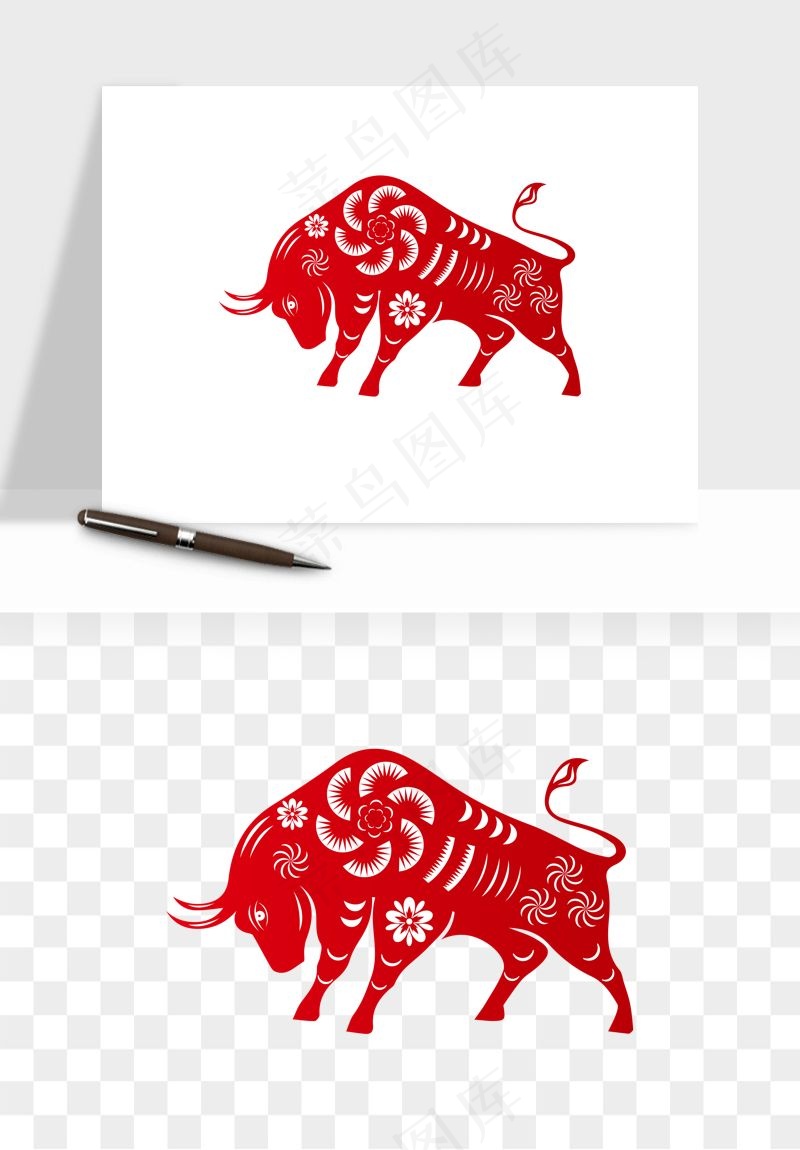 十二生肖剪纸中式纹样图案png免抠