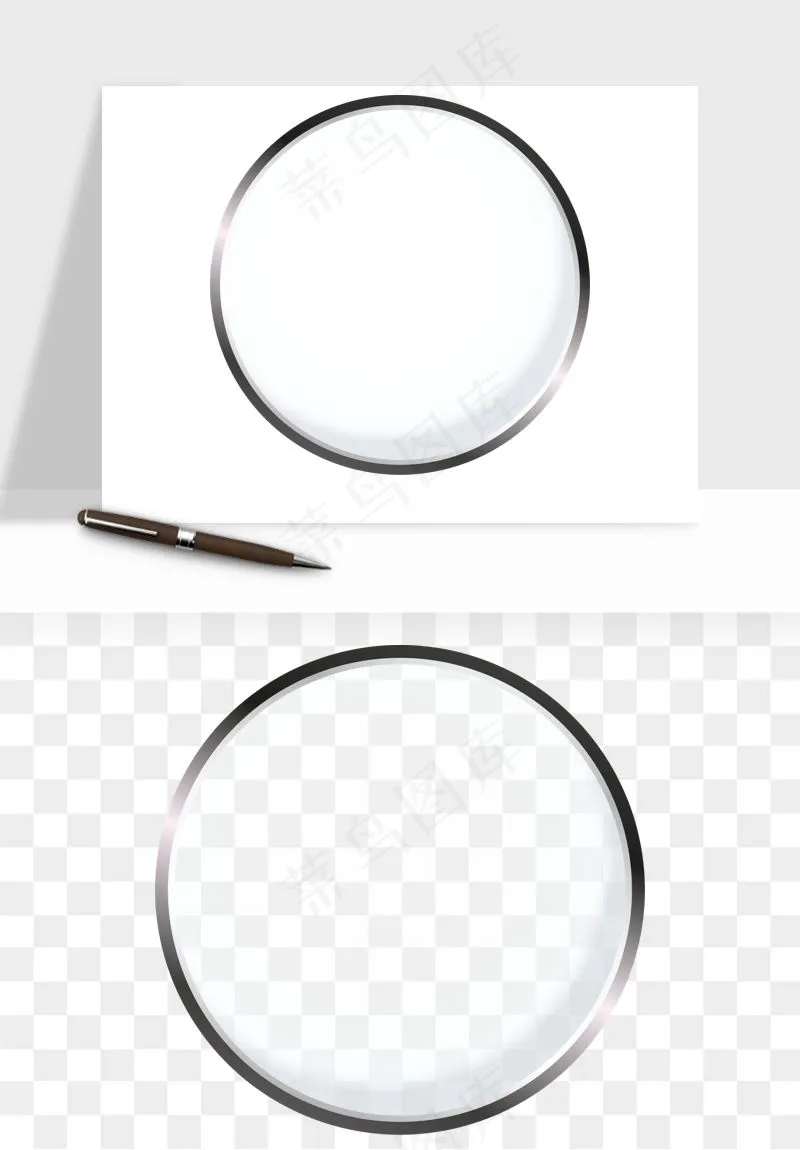 手绘放大镜镜片png免抠