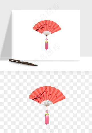 古风扇子元素png免抠