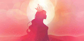 粉色女王女神女生节妇女节唯美插画背景