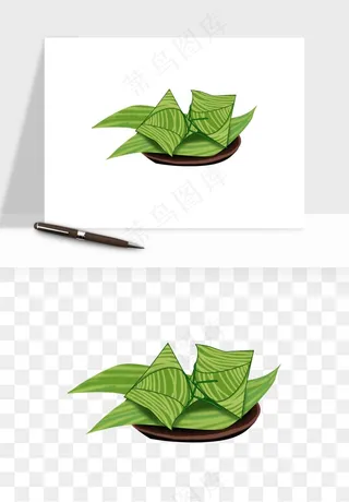 国潮粽子手绘肉粽png免抠