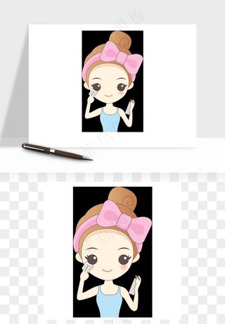 手绘面部人物护肤矢量