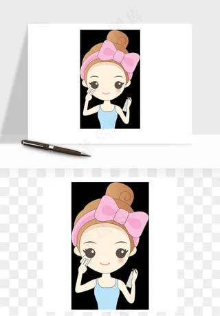 手绘面部人物护肤矢量