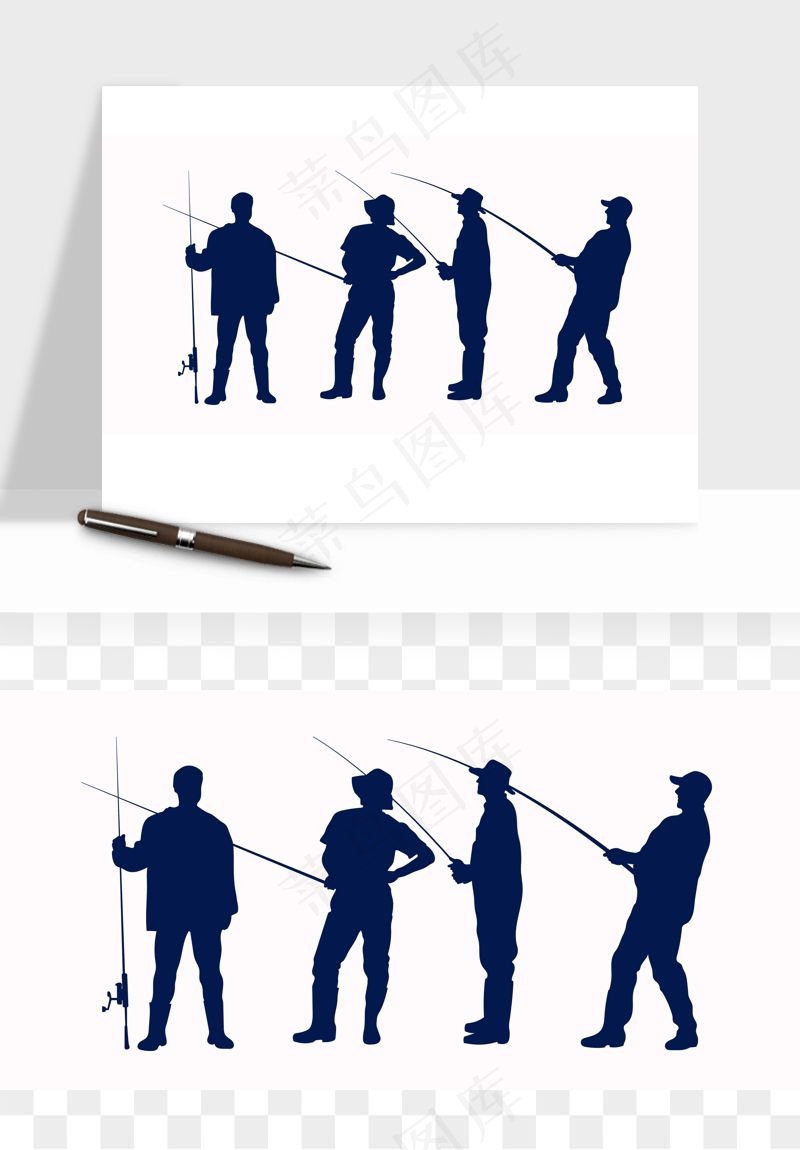钓鱼人物剪影矢量