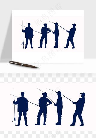 钓鱼人物剪影矢量