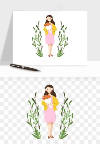 手绘教师节老师学生png免抠