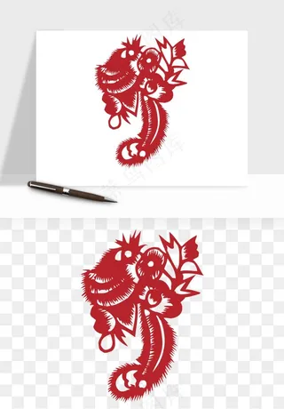 传统花鸟动物剪纸png免抠