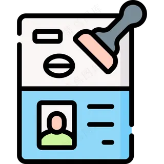  旅行文件 盖戳 线性彩色图标